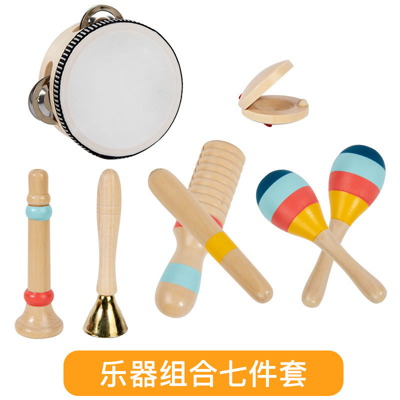 Cross-Border Wooden Orff Children's Educational Music Toys Musical Instruments Percussion Drumming Baby Hand Drum Gift Wholesale