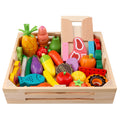 Chesele Children's Educational Toys 4-6 Wooden Fun Early Education Kitchen Simulation Play-in Magnetic Fruits and Vegetables