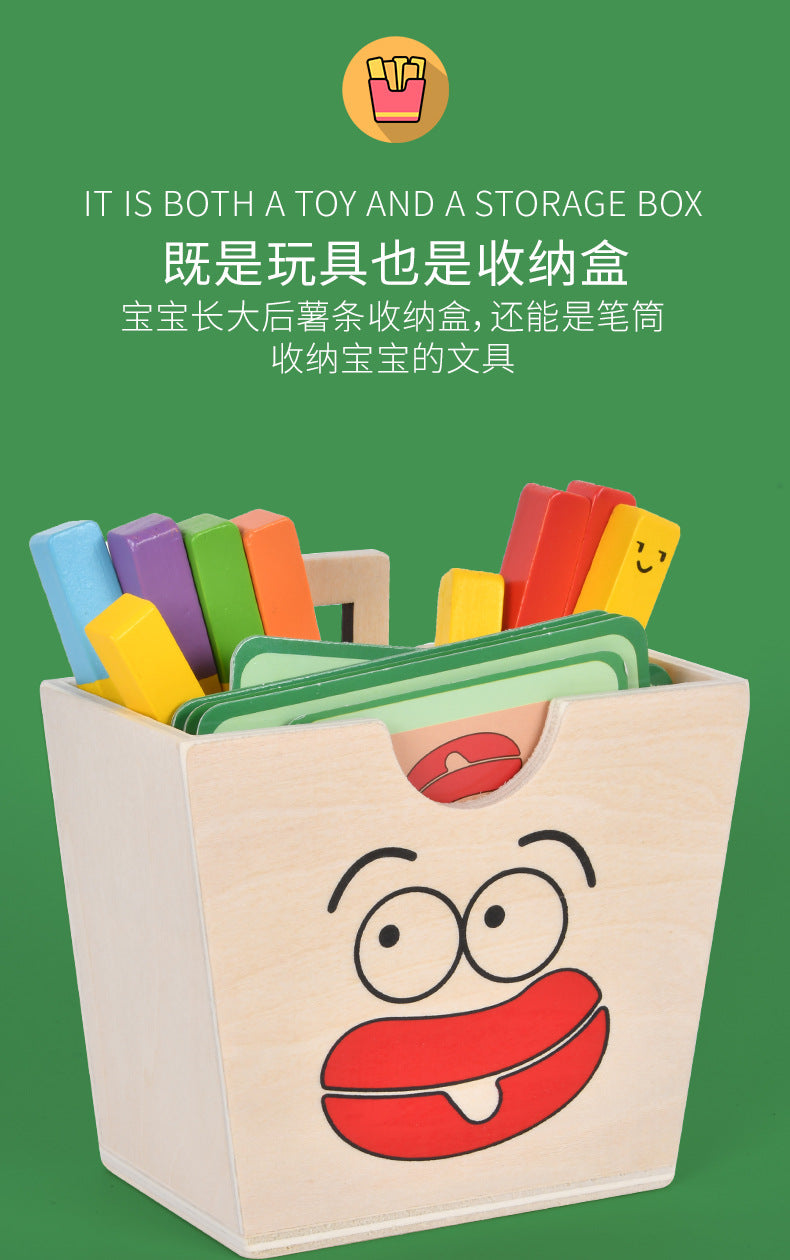 Children's Artificial Wooden Playhouse Hamburger Fries Sandwich Set Column Matching Educational Food Cutting and Assembling Toy