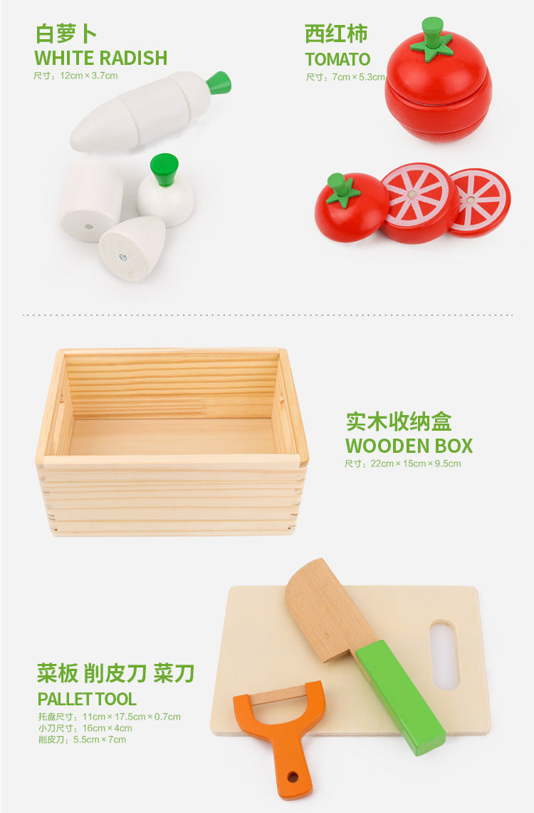 Chesele Children's Educational Toys 4-6 Wooden Fun Early Education Kitchen Simulation Play-in Magnetic Fruits and Vegetables