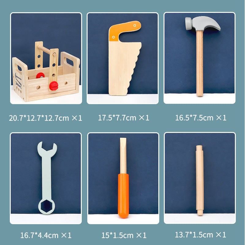 Wooden Toy Repair Tool Box Screw Disassembly and Assembly Nut Satchel Tool Table Male Baby Early Education Educational Toy