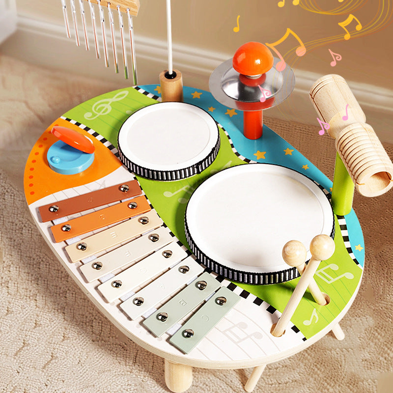 Cross-Border Wooden Orff Children's Educational Music Toys Musical Instruments Percussion Drumming Baby Hand Drum Gift Wholesale