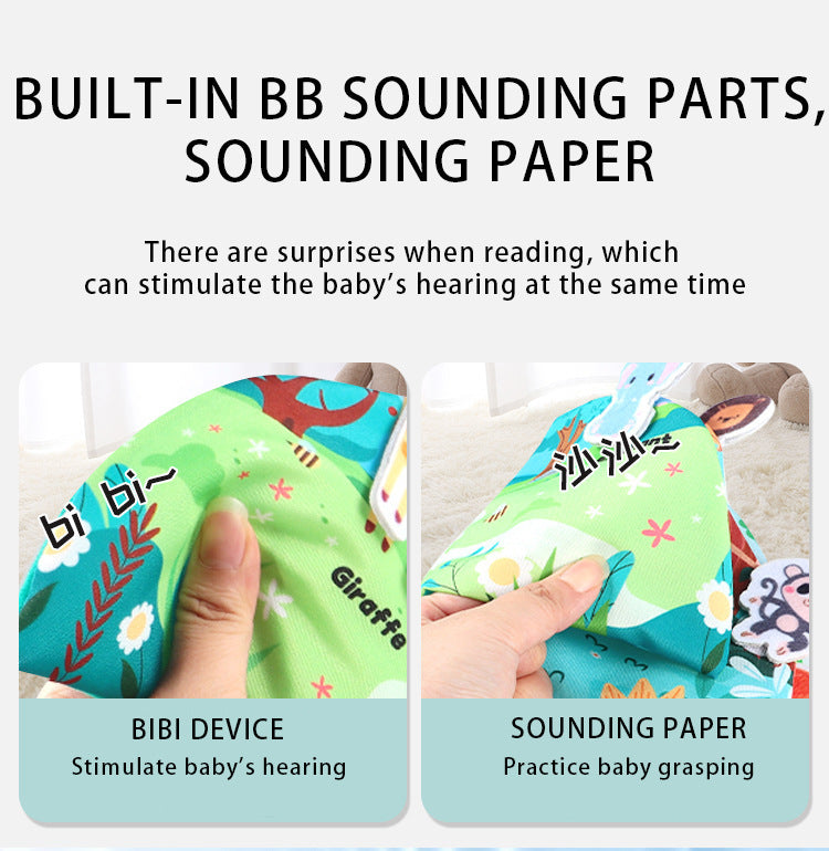 Cross-Border Popular Infant Cloth Book for Early Education 0-1 Years Old Baby Rattling Paper Tear Book Can Be Chewed to Enlighten 3-6 Months Puzzle
