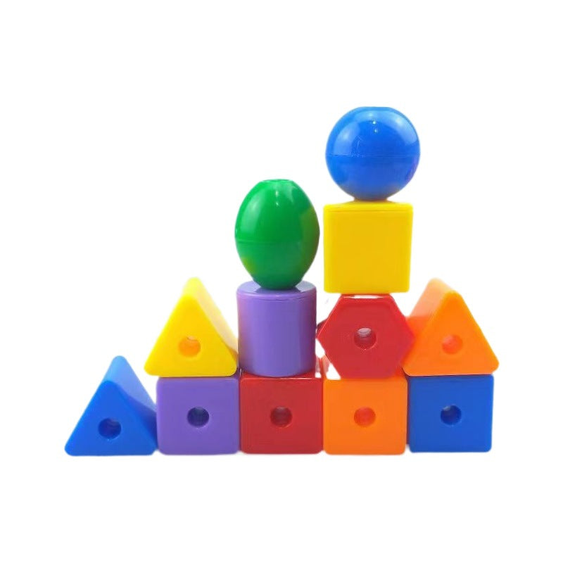 Children's Educational beaded building blocks early education threading logic toys 2-3 years old geometric beaded diy concentration training