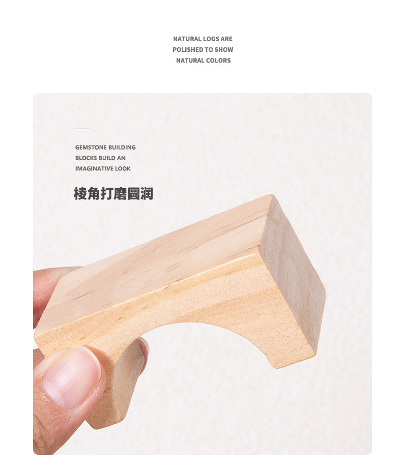 Children's Wooden Acrylic Pine Gem Building Blocks Desktop Color Sensory Visual Assembled Building Intelligence Toys