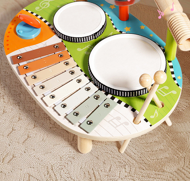 Cross-Border Wooden Orff Children's Educational Music Toys Musical Instruments Percussion Drumming Baby Hand Drum Gift Wholesale
