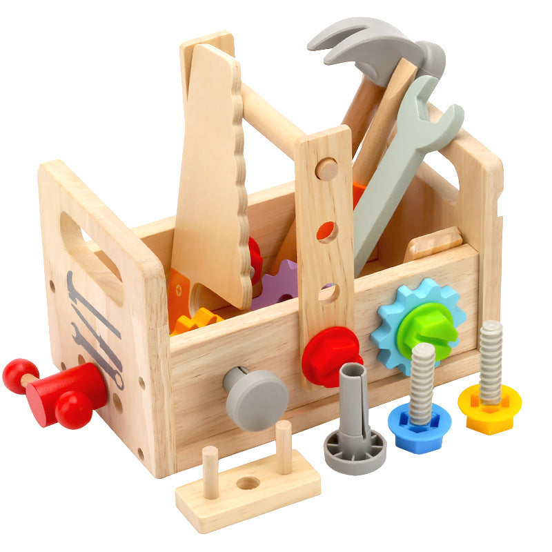 Wooden Toy Repair Tool Box Screw Disassembly and Assembly Nut Satchel Tool Table Male Baby Early Education Educational Toy