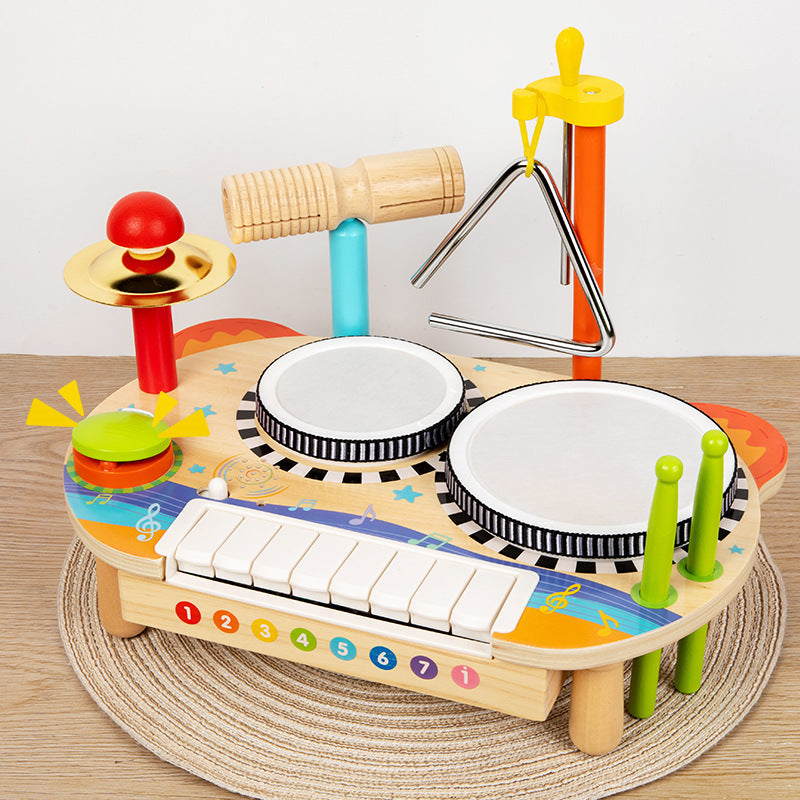 Cross-Border Wooden Orff Children's Educational Music Toys Musical Instruments Percussion Drumming Baby Hand Drum Gift Wholesale