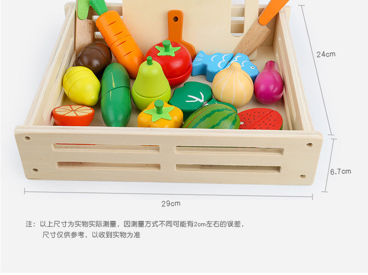 Chesele Children's Educational Toys 4-6 Wooden Fun Early Education Kitchen Simulation Play-in Magnetic Fruits and Vegetables