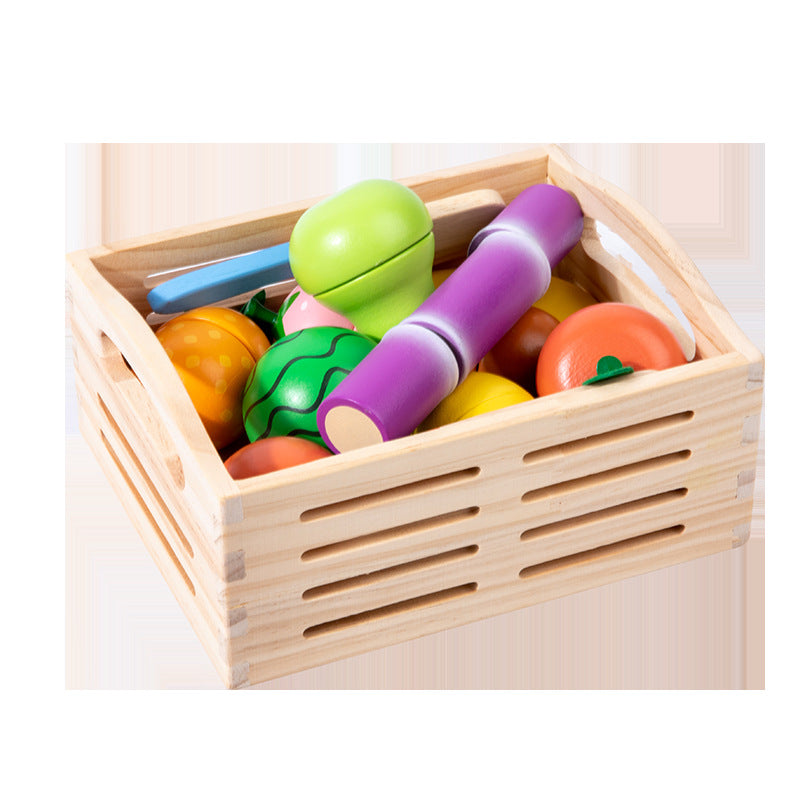 Chesele Children's Educational Toys 4-6 Wooden Fun Early Education Kitchen Simulation Play-in Magnetic Fruits and Vegetables