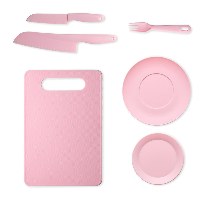 Children's Safety Knife Chopping Board suit Kindergarten Early Education Tableware Plastic Teaching Melons and Fruits Cake Knife Cutting Vegetables Does Not Hurt Hands