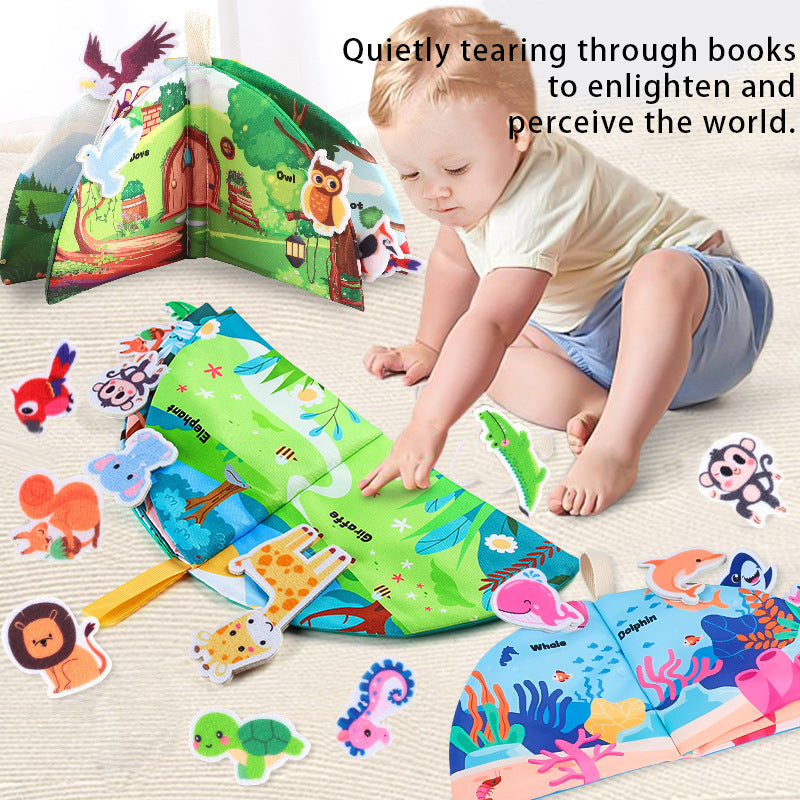 Cross-Border Popular Infant Cloth Book for Early Education 0-1 Years Old Baby Rattling Paper Tear Book Can Be Chewed to Enlighten 3-6 Months Puzzle