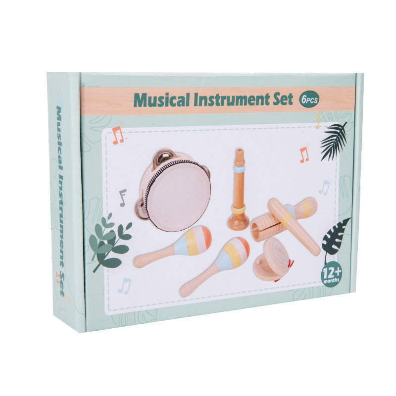 Cross-Border Wooden Orff Children's Educational Music Toys Musical Instruments Percussion Drumming Baby Hand Drum Gift Wholesale