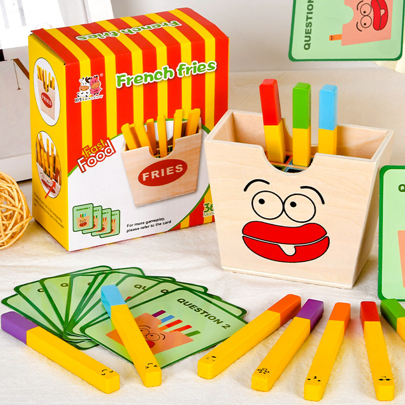 Children's Artificial Wooden Playhouse Hamburger Fries Sandwich Set Column Matching Educational Food Cutting and Assembling Toy
