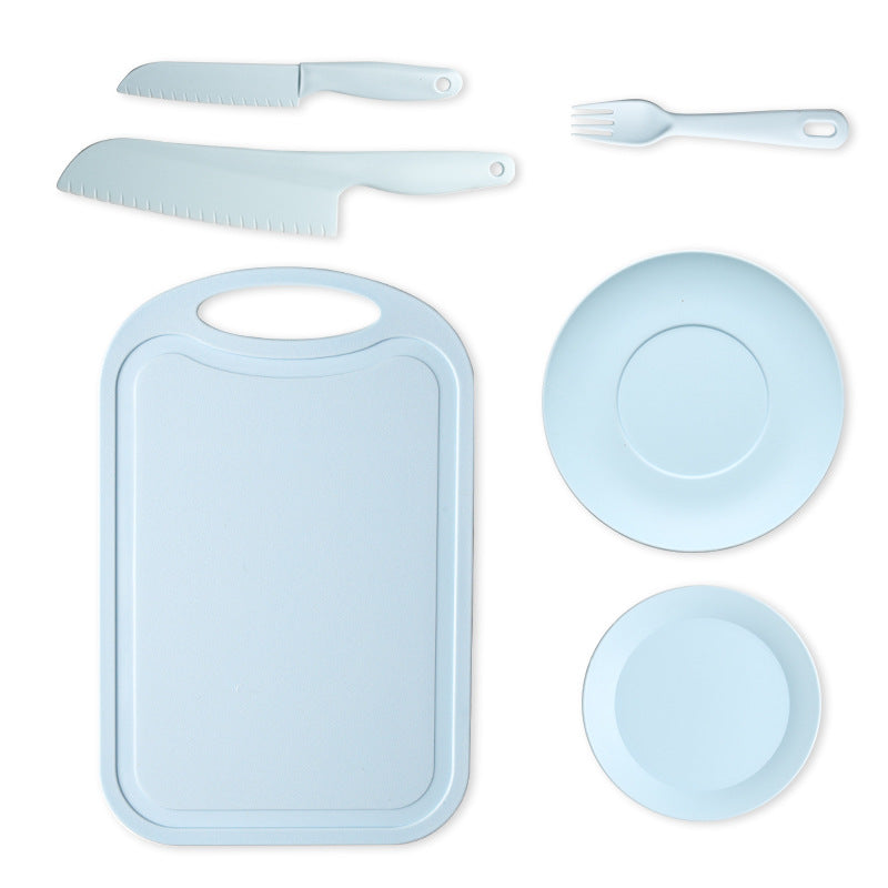 Children's Safety Knife Chopping Board suit Kindergarten Early Education Tableware Plastic Teaching Melons and Fruits Cake Knife Cutting Vegetables Does Not Hurt Hands