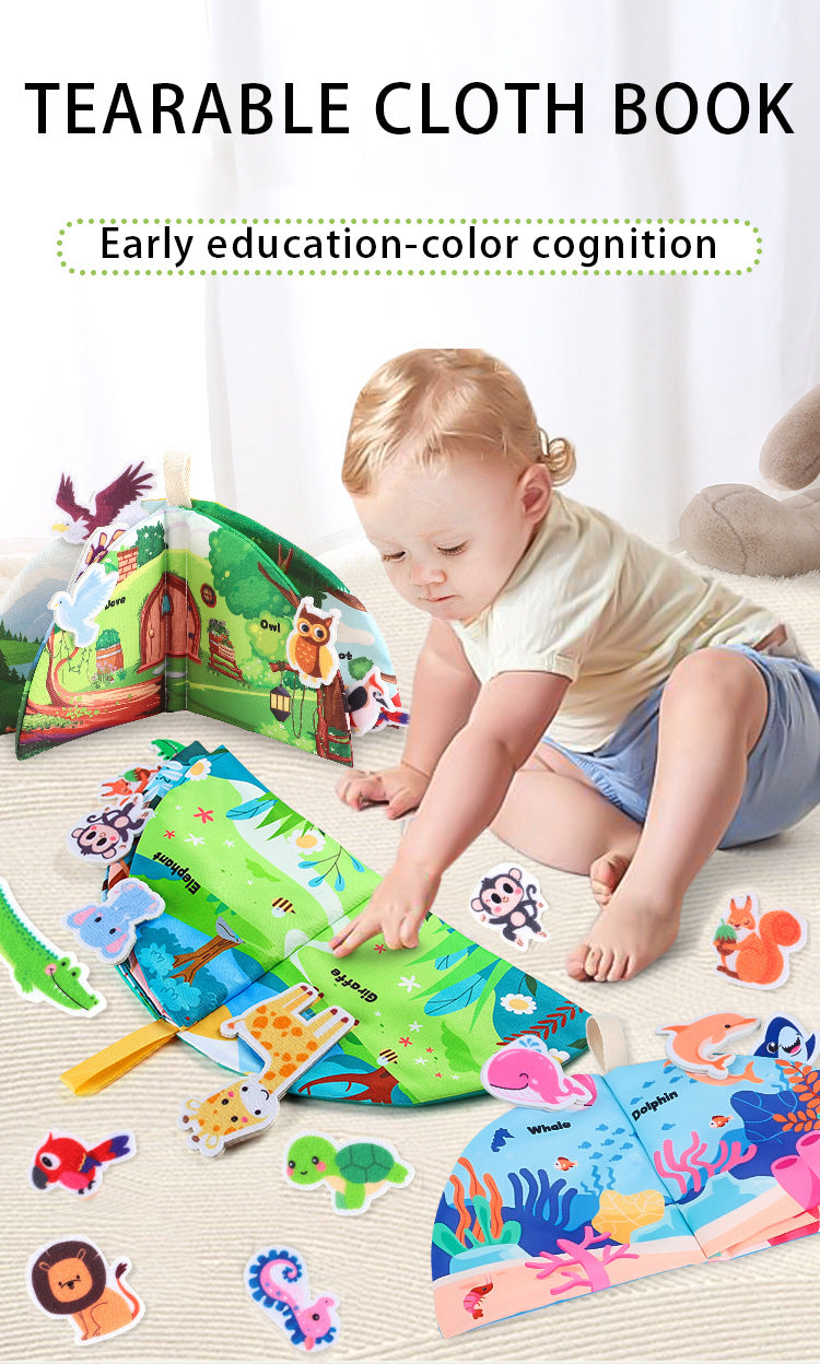 Cross-Border Popular Infant Cloth Book for Early Education 0-1 Years Old Baby Rattling Paper Tear Book Can Be Chewed to Enlighten 3-6 Months Puzzle