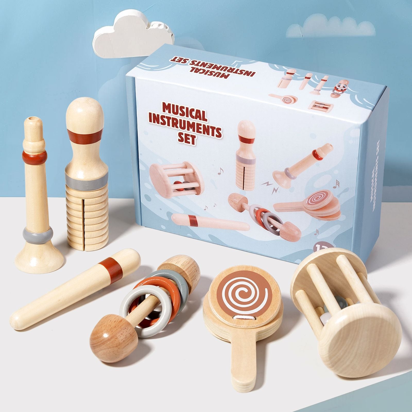 Cross-Border Wooden Orff Children's Educational Music Toys Musical Instruments Percussion Drumming Baby Hand Drum Gift Wholesale