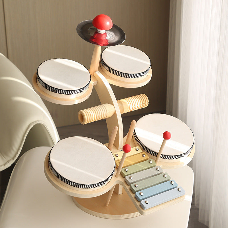 Cross-Border Wooden Orff Children's Educational Music Toys Musical Instruments Percussion Drumming Baby Hand Drum Gift Wholesale