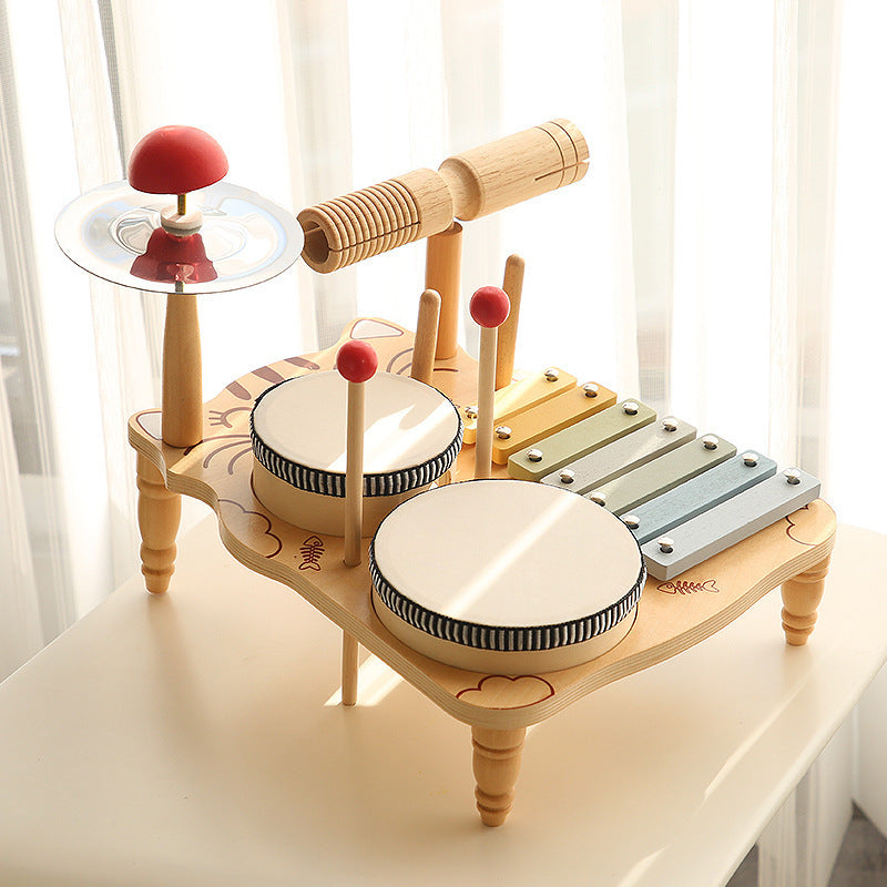 Cross-Border Wooden Orff Children's Educational Music Toys Musical Instruments Percussion Drumming Baby Hand Drum Gift Wholesale
