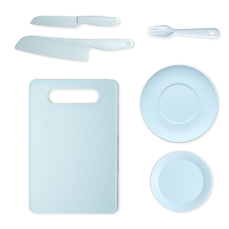 Children's Safety Knife Chopping Board suit Kindergarten Early Education Tableware Plastic Teaching Melons and Fruits Cake Knife Cutting Vegetables Does Not Hurt Hands