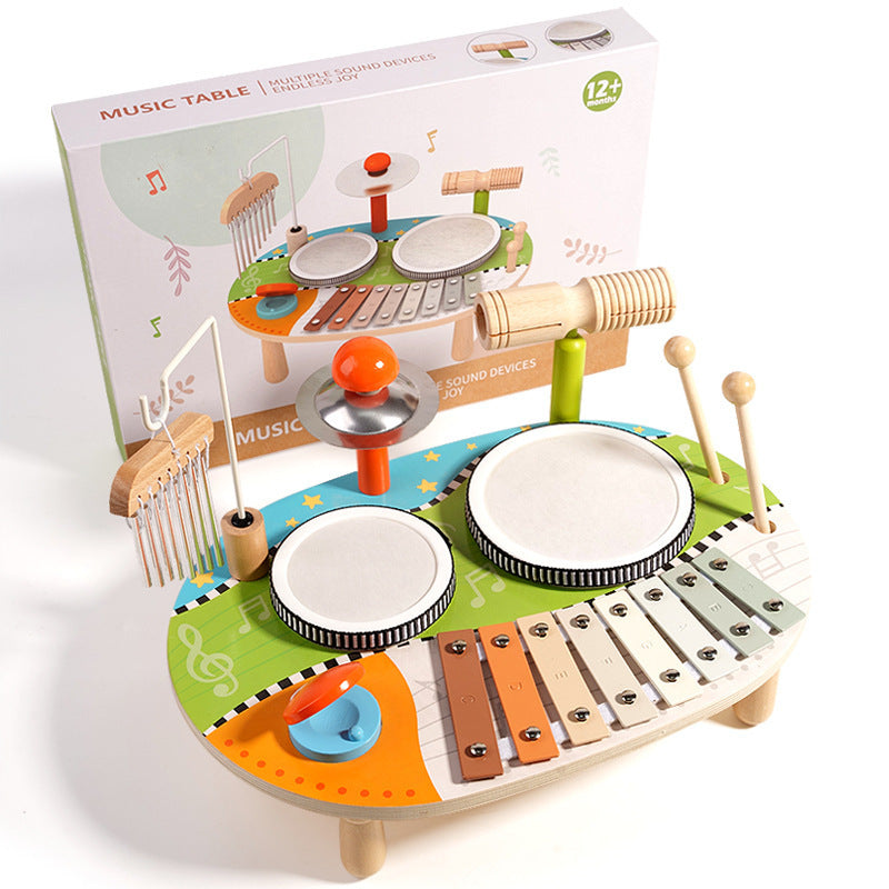 Cross-Border Wooden Orff Children's Educational Music Toys Musical Instruments Percussion Drumming Baby Hand Drum Gift Wholesale