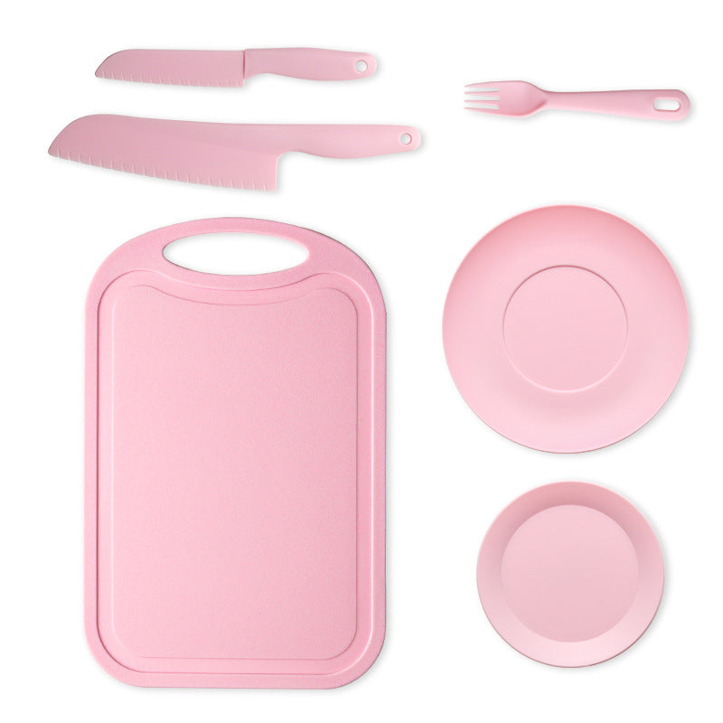 Children's Safety Knife Chopping Board suit Kindergarten Early Education Tableware Plastic Teaching Melons and Fruits Cake Knife Cutting Vegetables Does Not Hurt Hands