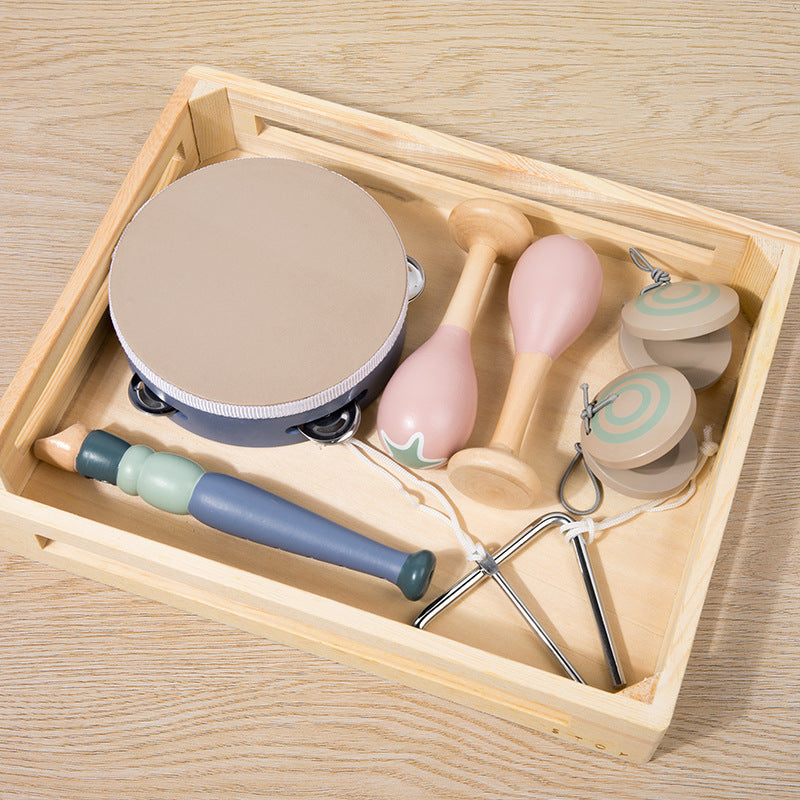 Cross-Border Wooden Orff Children's Educational Music Toys Musical Instruments Percussion Drumming Baby Hand Drum Gift Wholesale