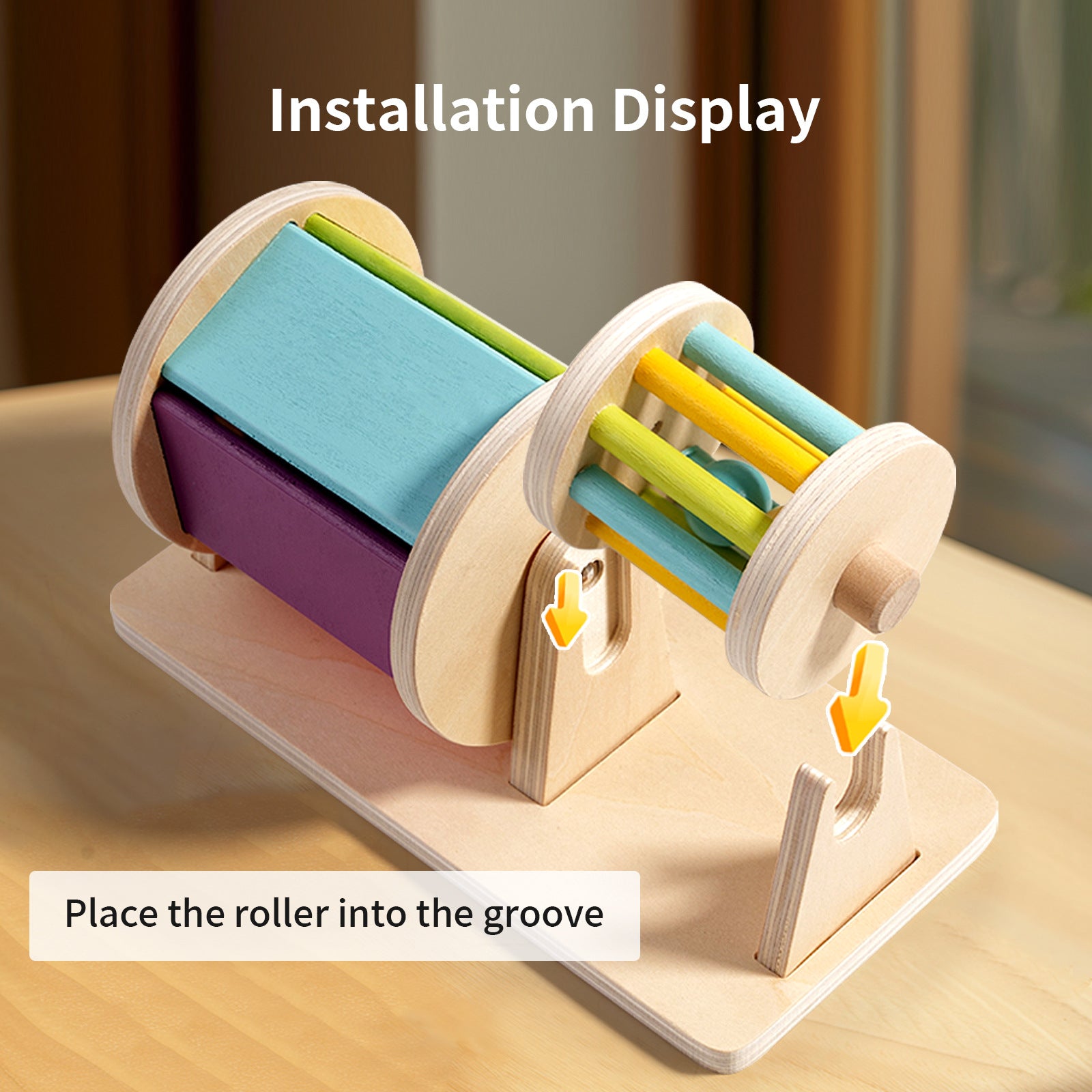 Wooden Textile Drum Infant Color Cognitive Sensory Concentration Toy Hand-Eye Coordination Montessori Early Education Aids