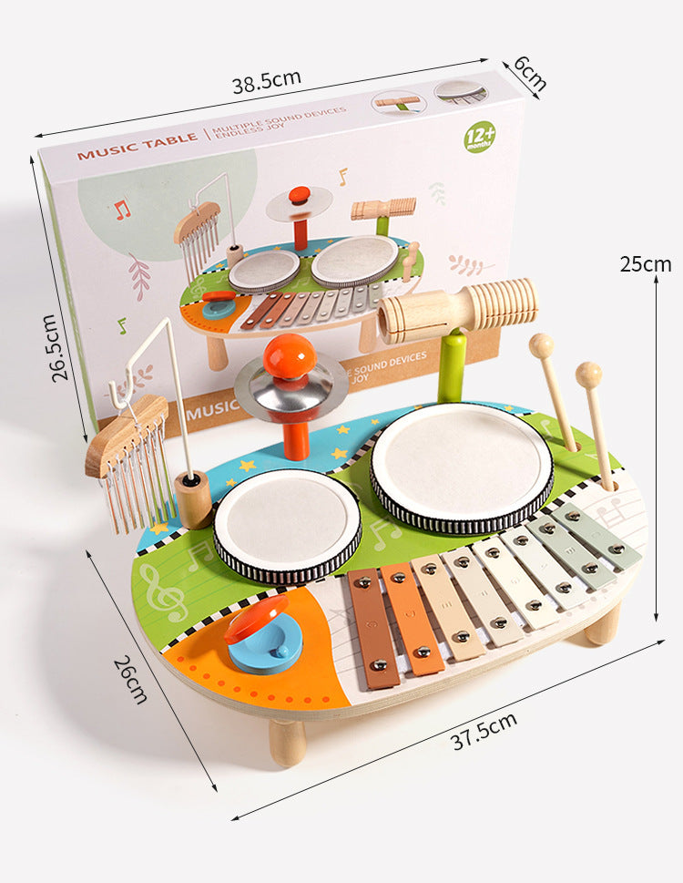 Cross-Border Wooden Orff Children's Educational Music Toys Musical Instruments Percussion Drumming Baby Hand Drum Gift Wholesale