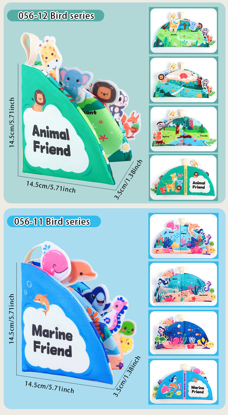 Cross-Border Popular Infant Cloth Book for Early Education 0-1 Years Old Baby Rattling Paper Tear Book Can Be Chewed to Enlighten 3-6 Months Puzzle