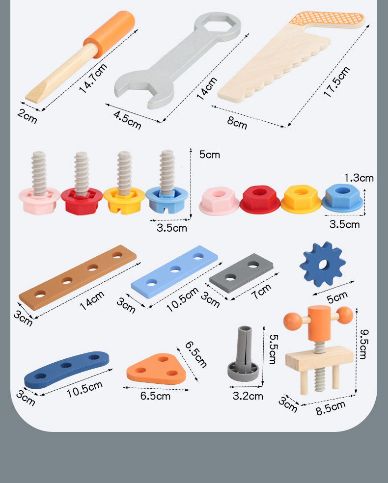 Wooden Toy Repair Tool Box Screw Disassembly and Assembly Nut Satchel Tool Table Male Baby Early Education Educational Toy