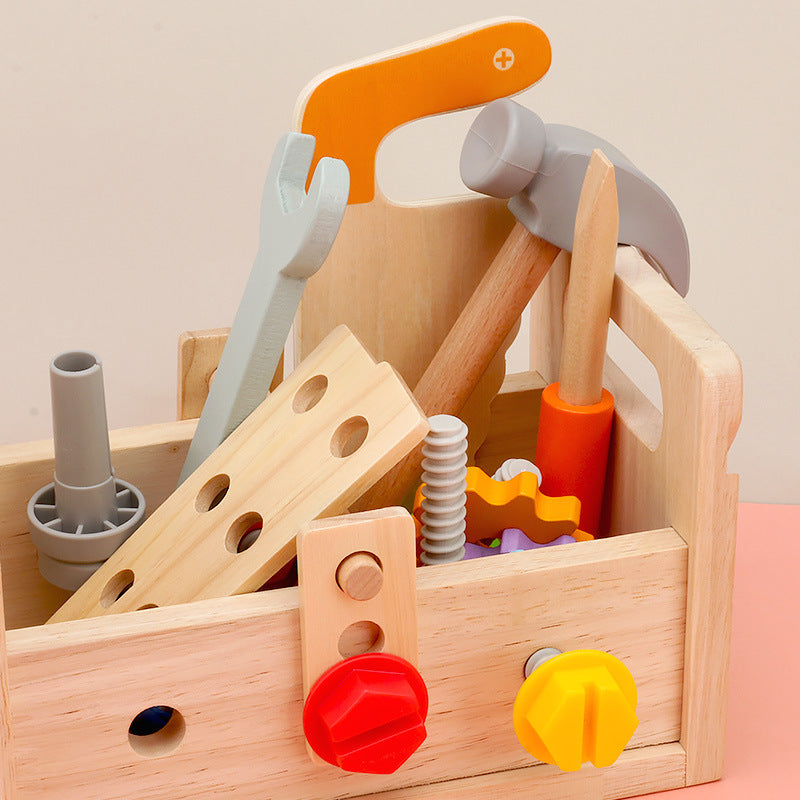 Wooden Toy Repair Tool Box Screw Disassembly and Assembly Nut Satchel Tool Table Male Baby Early Education Educational Toy