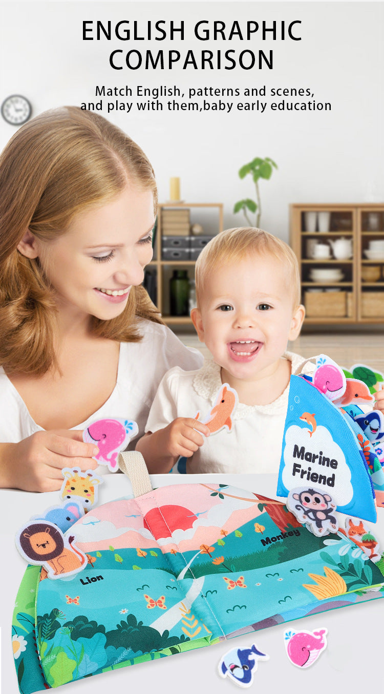 Cross-Border Popular Infant Cloth Book for Early Education 0-1 Years Old Baby Rattling Paper Tear Book Can Be Chewed to Enlighten 3-6 Months Puzzle