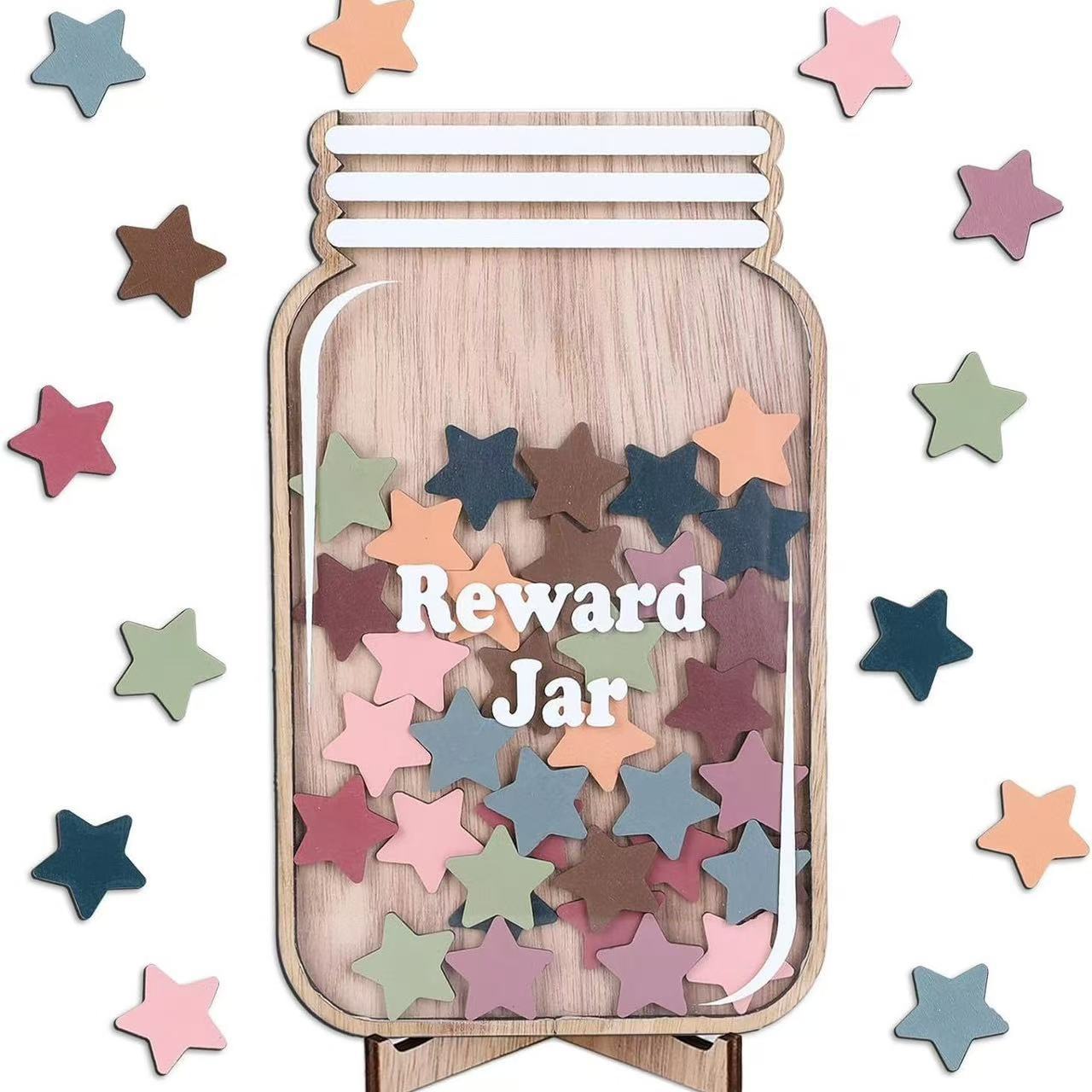 Cross-Border Wooden Crafts Children's Reward Jar Wooden Crafts Ornaments Points Learning Jar Wishing Jar Wholesale