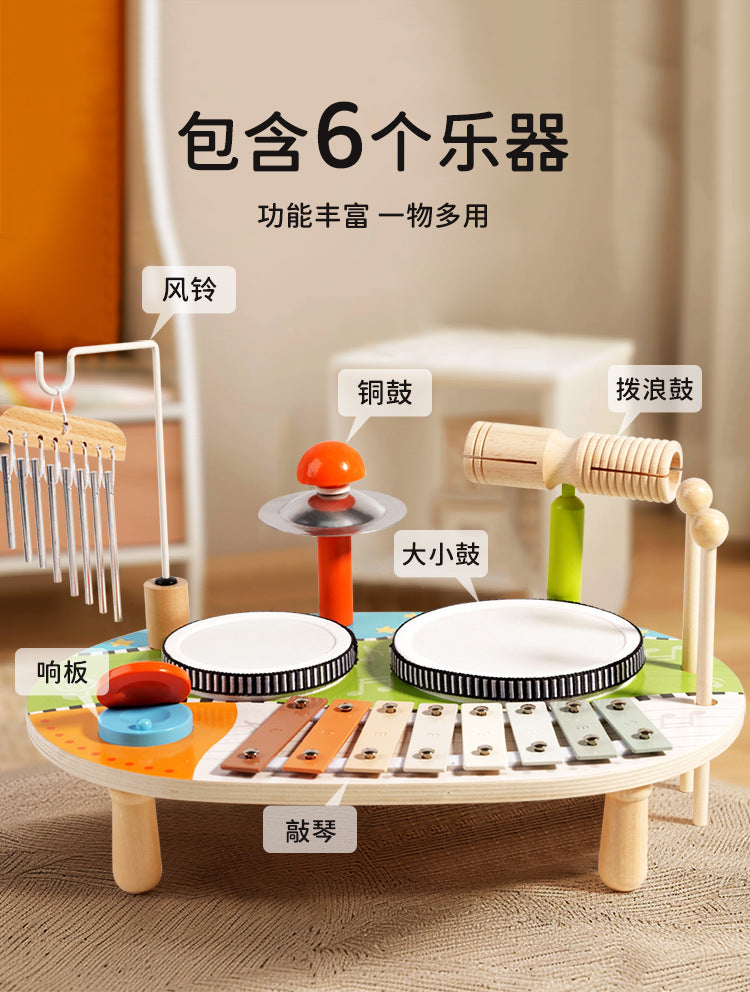 Cross-Border Wooden Orff Children's Educational Music Toys Musical Instruments Percussion Drumming Baby Hand Drum Gift Wholesale