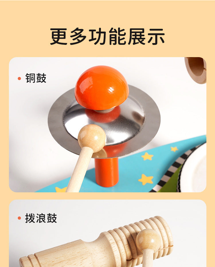 Cross-Border Wooden Orff Children's Educational Music Toys Musical Instruments Percussion Drumming Baby Hand Drum Gift Wholesale