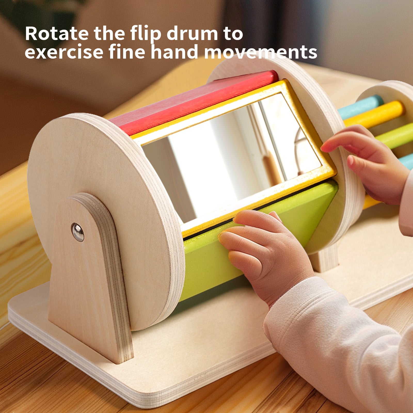 Wooden Textile Drum Infant Color Cognitive Sensory Concentration Toy Hand-Eye Coordination Montessori Early Education Aids