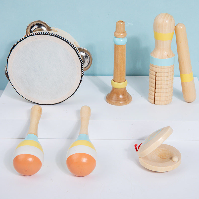 Cross-Border Wooden Orff Children's Educational Music Toys Musical Instruments Percussion Drumming Baby Hand Drum Gift Wholesale