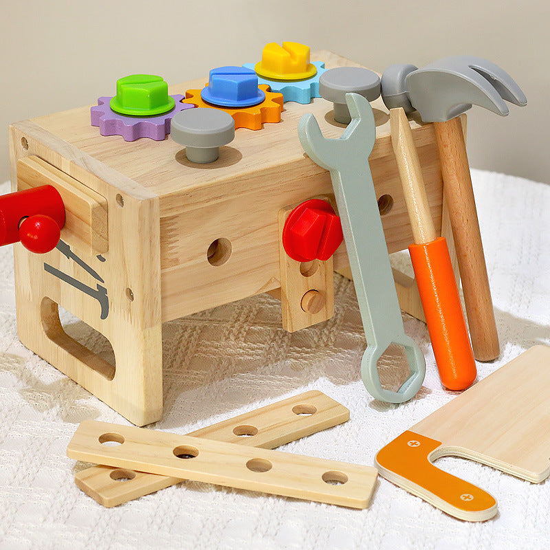 Wooden Toy Repair Tool Box Screw Disassembly and Assembly Nut Satchel Tool Table Male Baby Early Education Educational Toy