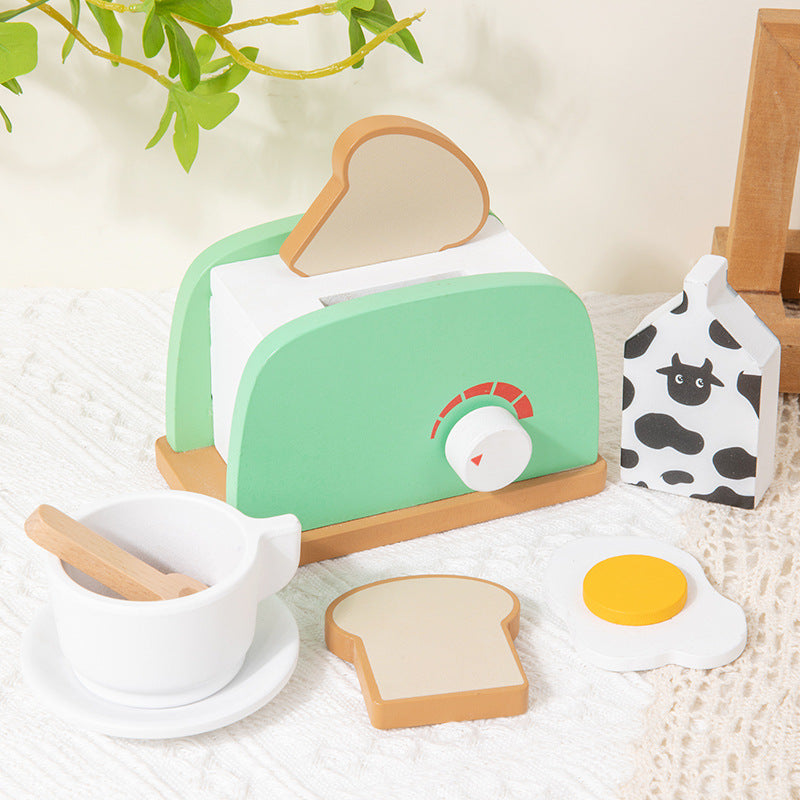 Young children's simulation bread machine play house blender toy coffee machine model wooden baby juicer mold