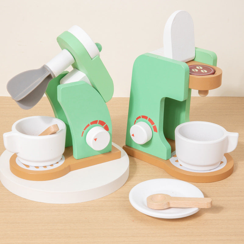 Young children's simulation bread machine play house blender toy coffee machine model wooden baby juicer mold