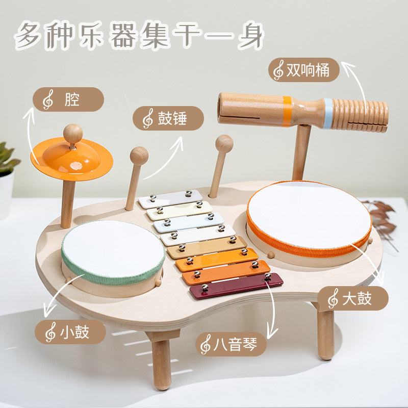 Cross-Border Wooden Orff Children's Educational Music Toys Musical Instruments Percussion Drumming Baby Hand Drum Gift Wholesale