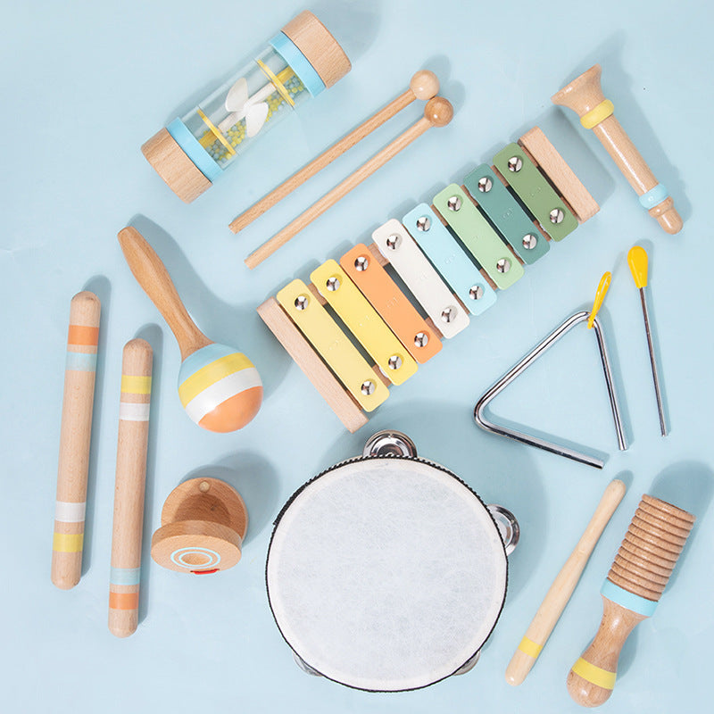 Cross-Border Wooden Orff Children's Educational Music Toys Musical Instruments Percussion Drumming Baby Hand Drum Gift Wholesale