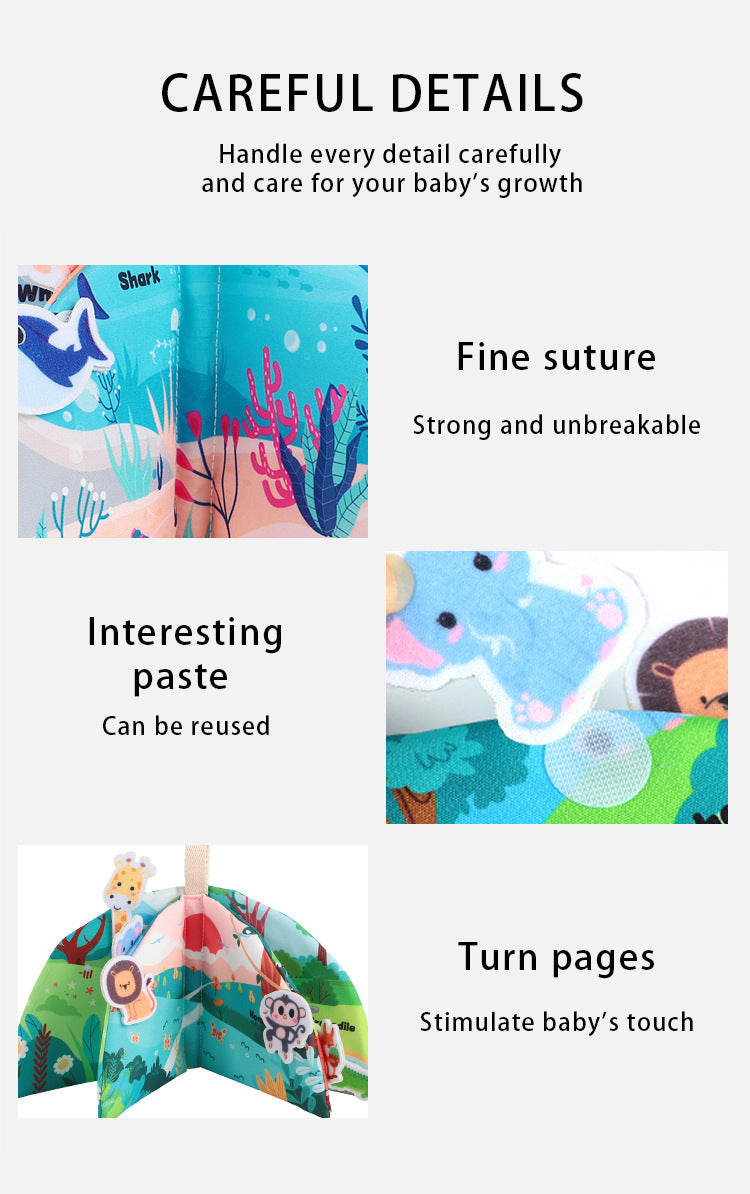 Cross-Border Popular Infant Cloth Book for Early Education 0-1 Years Old Baby Rattling Paper Tear Book Can Be Chewed to Enlighten 3-6 Months Puzzle