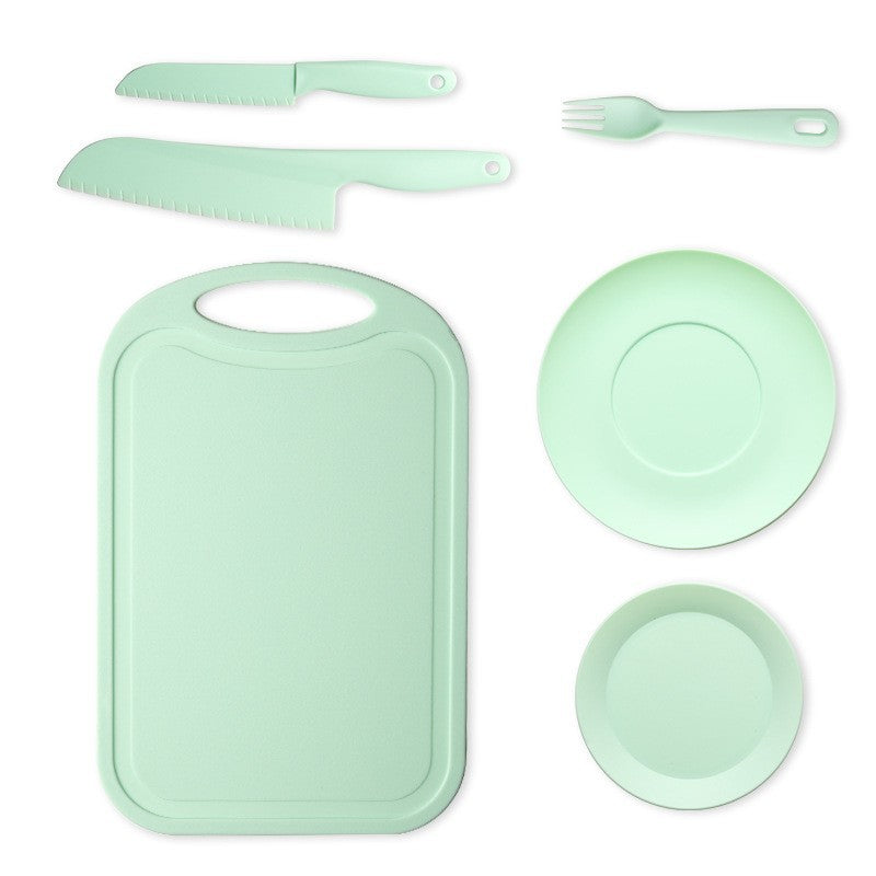 Children's Safety Knife Chopping Board suit Kindergarten Early Education Tableware Plastic Teaching Melons and Fruits Cake Knife Cutting Vegetables Does Not Hurt Hands