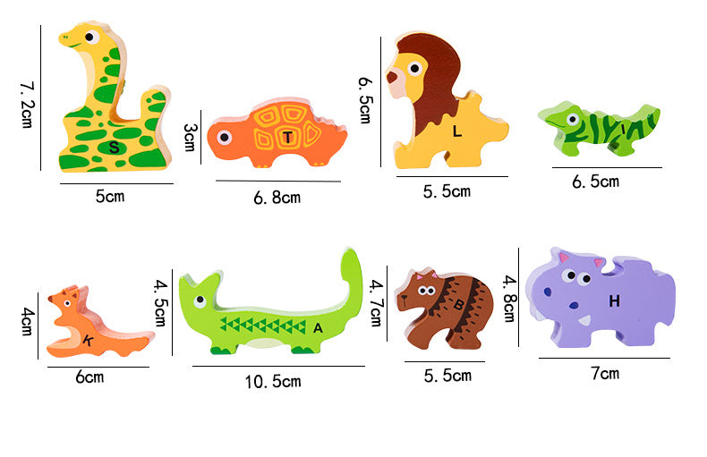 Animal Stacked High Building Blocks Children's Wooden Toys Baby Early Education Educational Puzzle Infant Enlightenment Cognitive Alphabet Puzzle