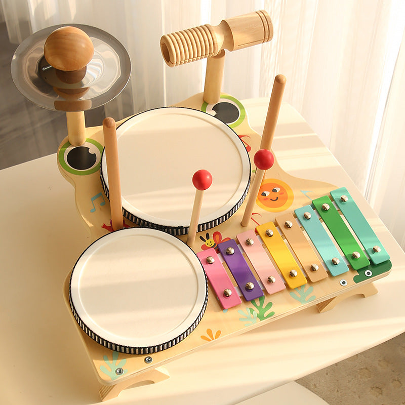 Cross-Border Wooden Orff Children's Educational Music Toys Musical Instruments Percussion Drumming Baby Hand Drum Gift Wholesale