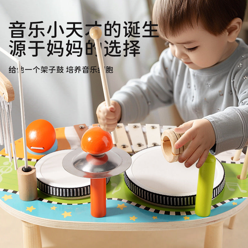 Cross-Border Wooden Orff Children's Educational Music Toys Musical Instruments Percussion Drumming Baby Hand Drum Gift Wholesale