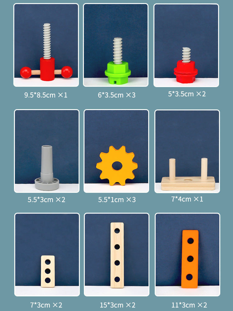 Wooden Toy Repair Tool Box Screw Disassembly and Assembly Nut Satchel Tool Table Male Baby Early Education Educational Toy