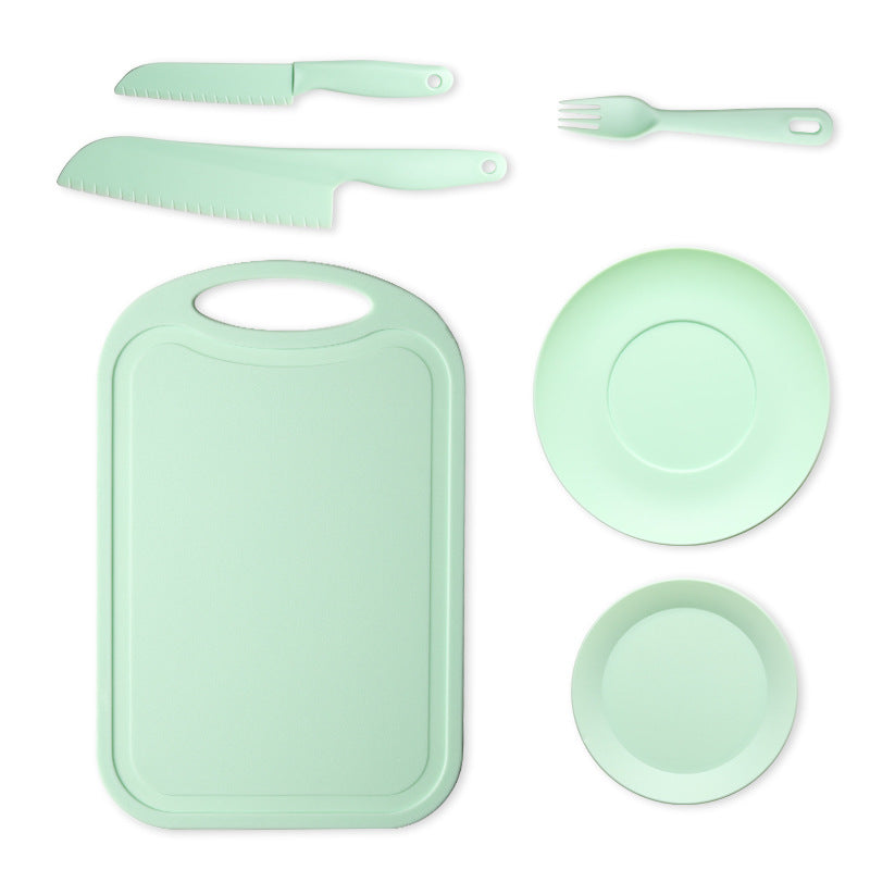Children's Safety Knife Chopping Board suit Kindergarten Early Education Tableware Plastic Teaching Melons and Fruits Cake Knife Cutting Vegetables Does Not Hurt Hands